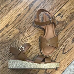 Dune London-Brown Leather Sandals, size 7